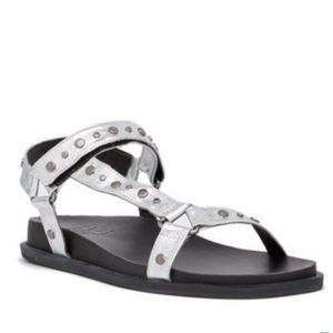 LFL Life Veda Ankle Strap Silver Studded Sandals